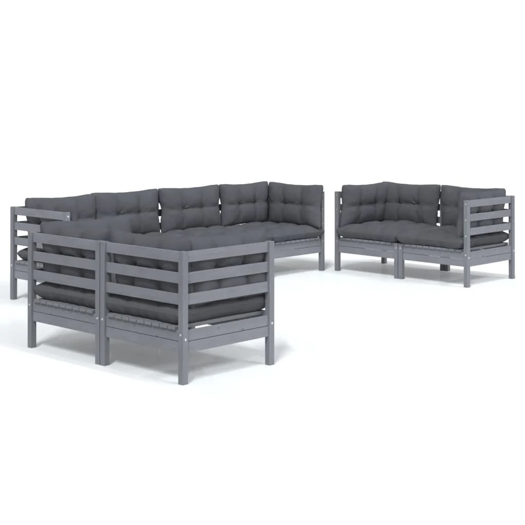 8-tlg. Garten-Lounge-Set mit Kissen Kiefer Massivholz