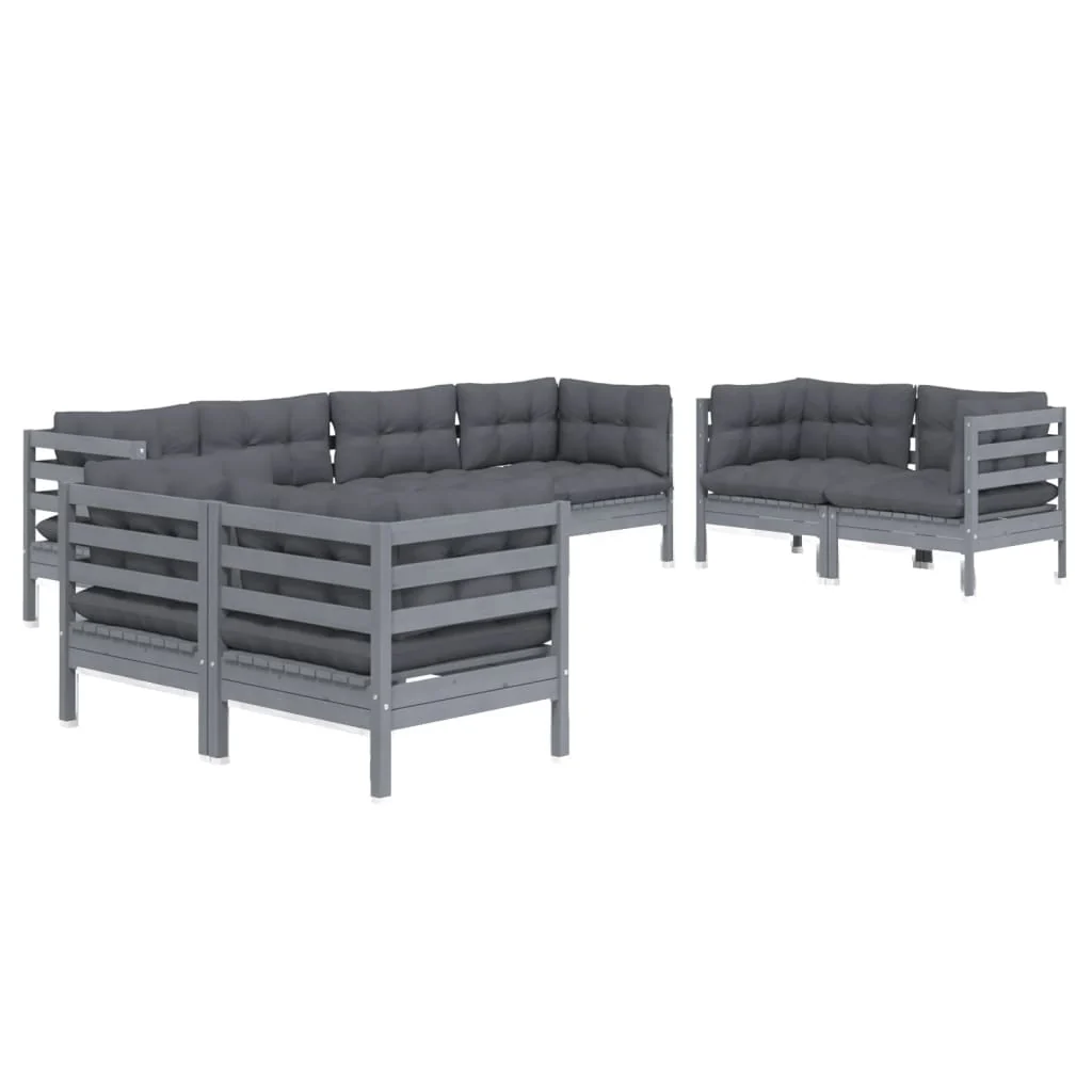 8-tlg. Garten-Lounge-Set mit Kissen Kiefer Massivholz