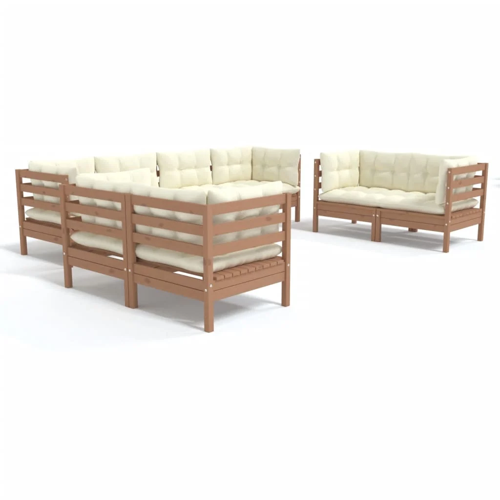 8-tlg. Garten-Lounge-Set mit Kissen Kiefer Massivholz