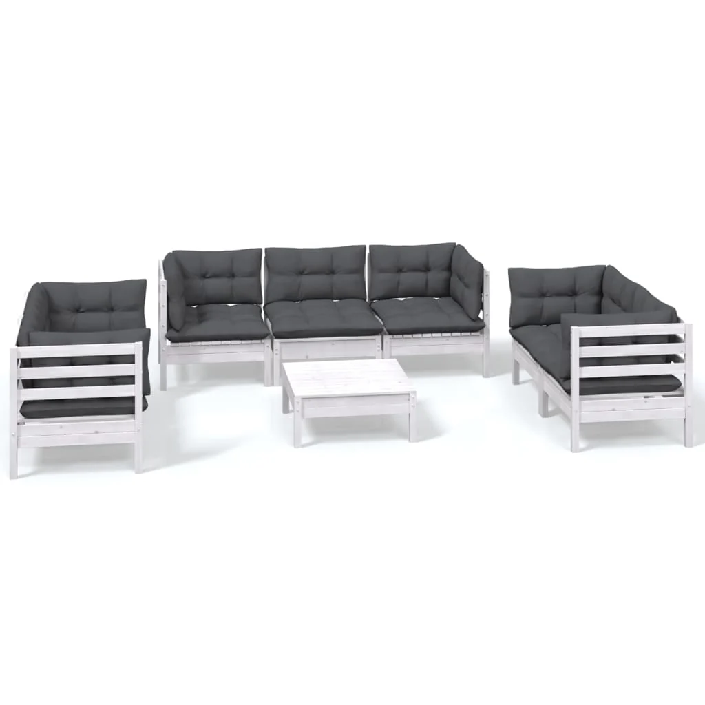 8-tlg. Garten-Lounge-Set mit Kissen Kiefer Massivholz