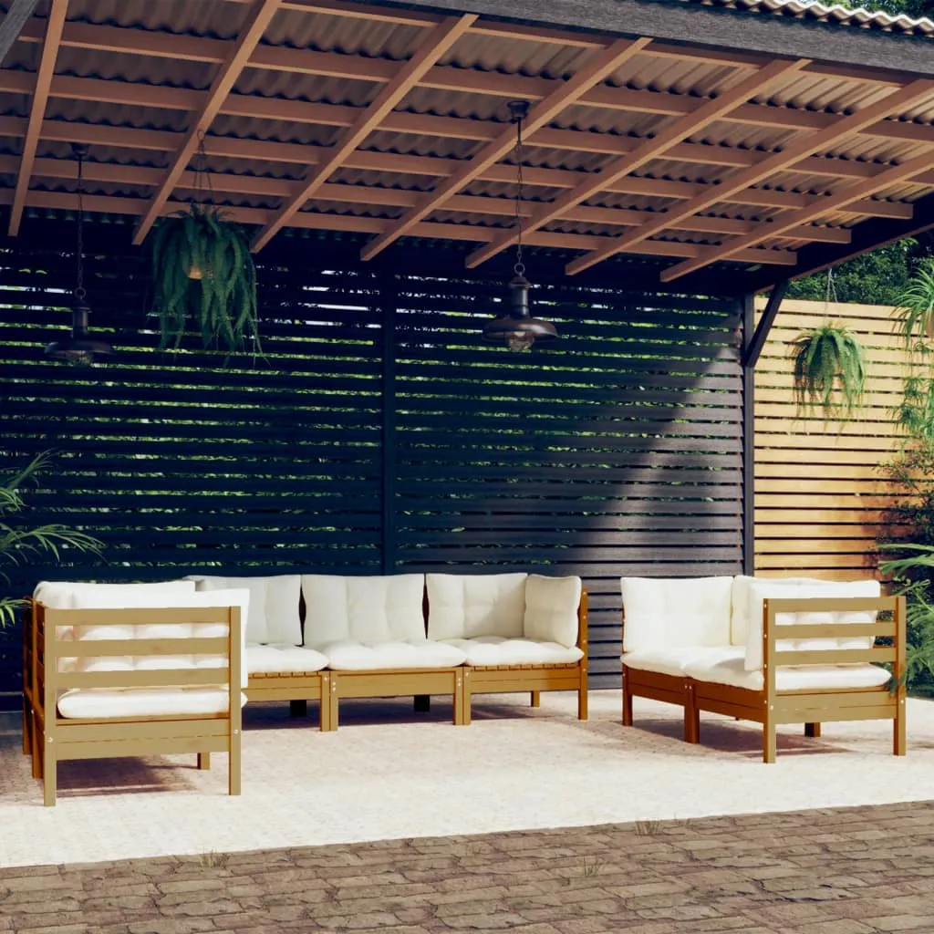 7-tlg. Garten-Lounge-Set mit Kissen Kiefer Massivholz