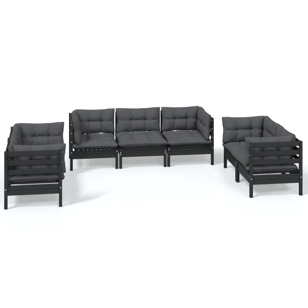 7-tlg. Garten-Lounge-Set mit Kissen Kiefer Massivholz