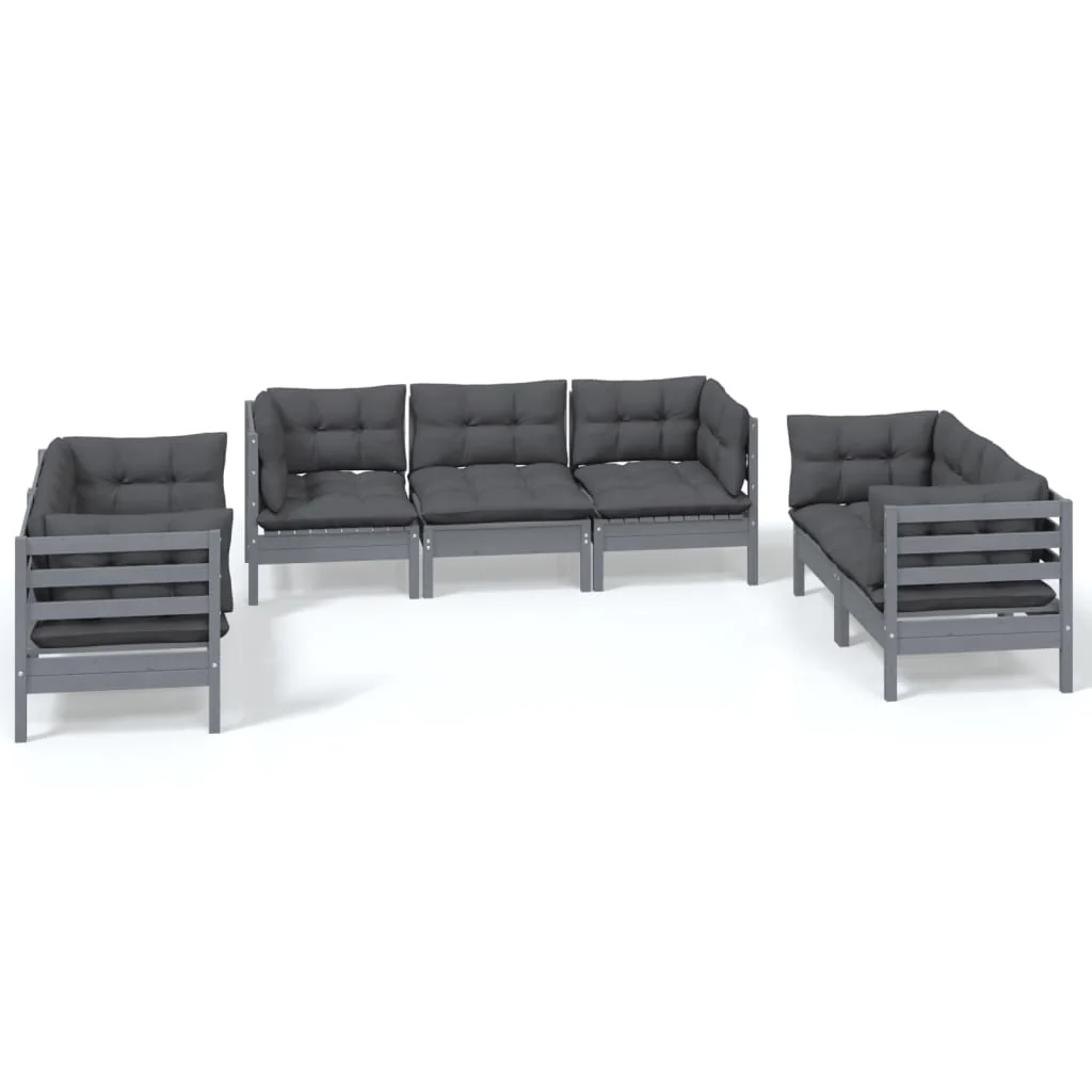 7-tlg. Garten-Lounge-Set mit Kissen Kiefer Massivholz