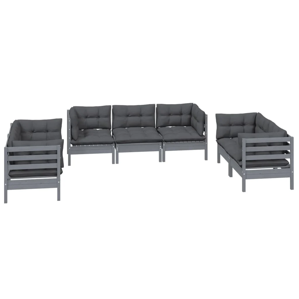 7-tlg. Garten-Lounge-Set mit Kissen Kiefer Massivholz