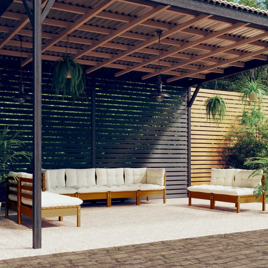 8-tlg. Garten-Lounge-Set mit Kissen Kiefer Massivholz