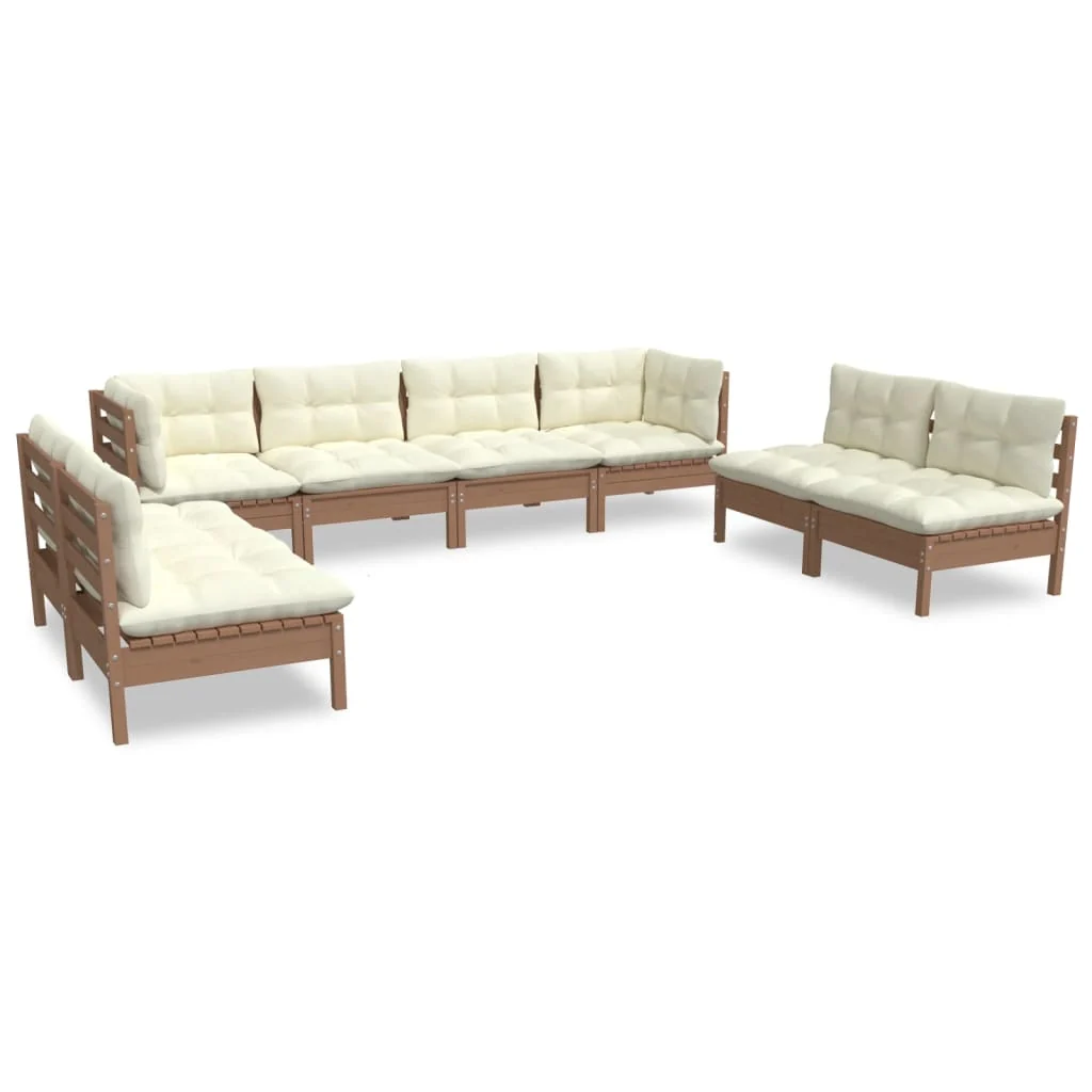 8-tlg. Garten-Lounge-Set mit Kissen Kiefer Massivholz