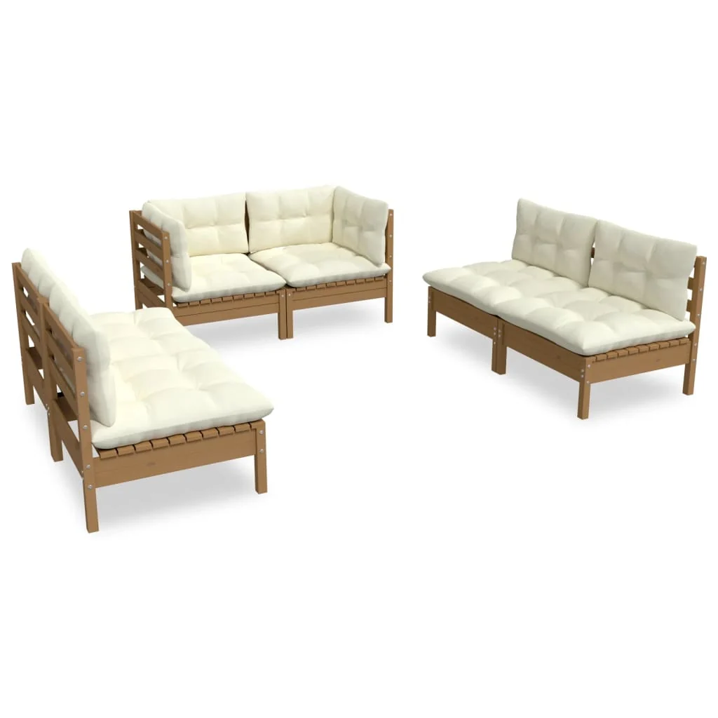 6-tlg. Garten-Lounge-Set mit Kissen Kiefer Massivholz