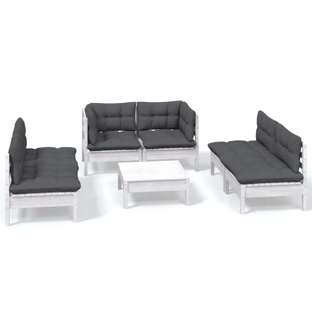 7-tlg. Garten-Lounge-Set mit Kissen Kiefer Massivholz