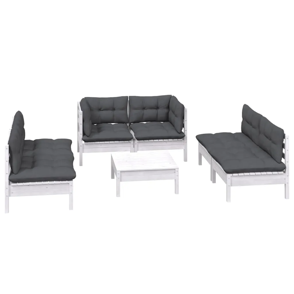 7-tlg. Garten-Lounge-Set mit Kissen Kiefer Massivholz