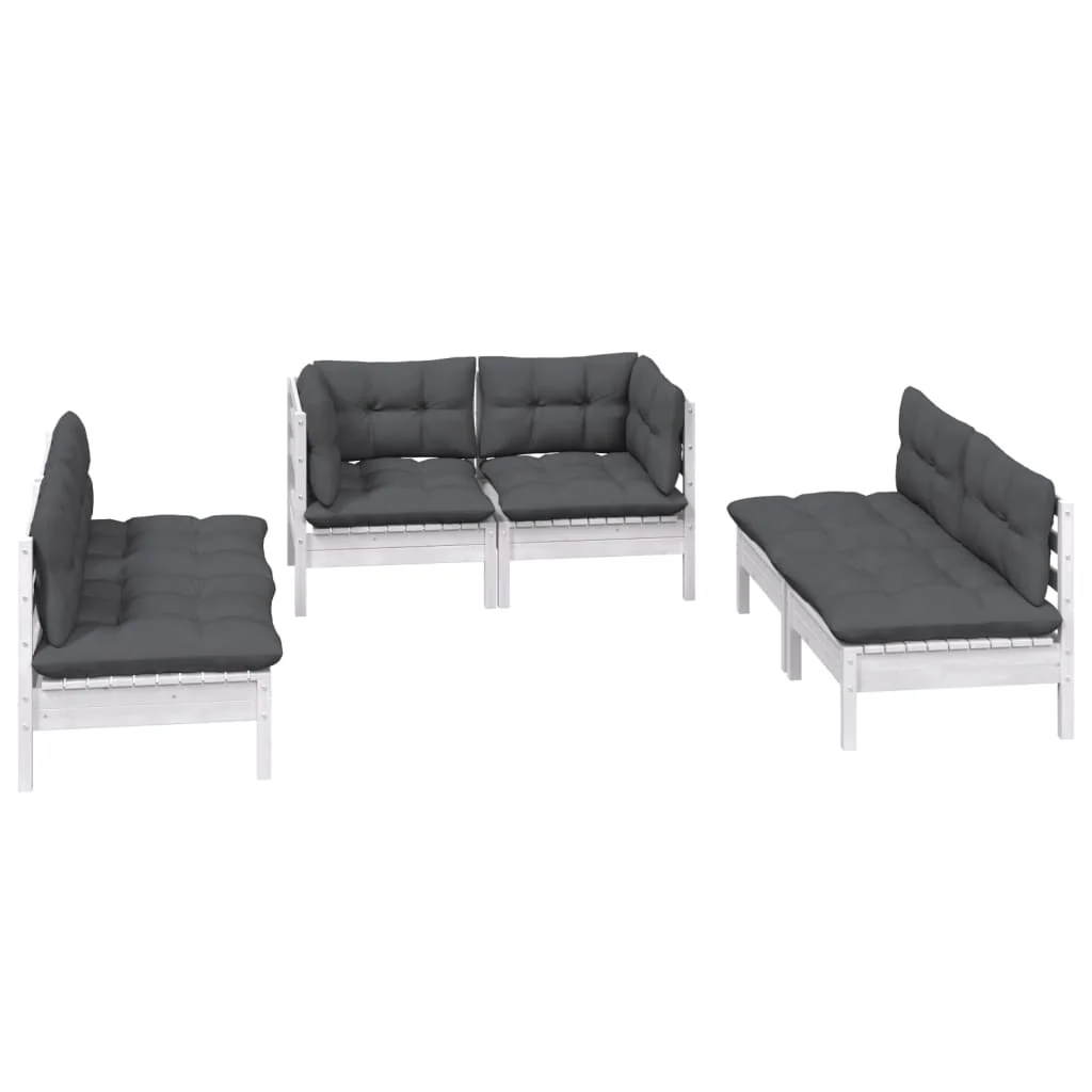 6-tlg. Garten-Lounge-Set mit Kissen Kiefer Massivholz