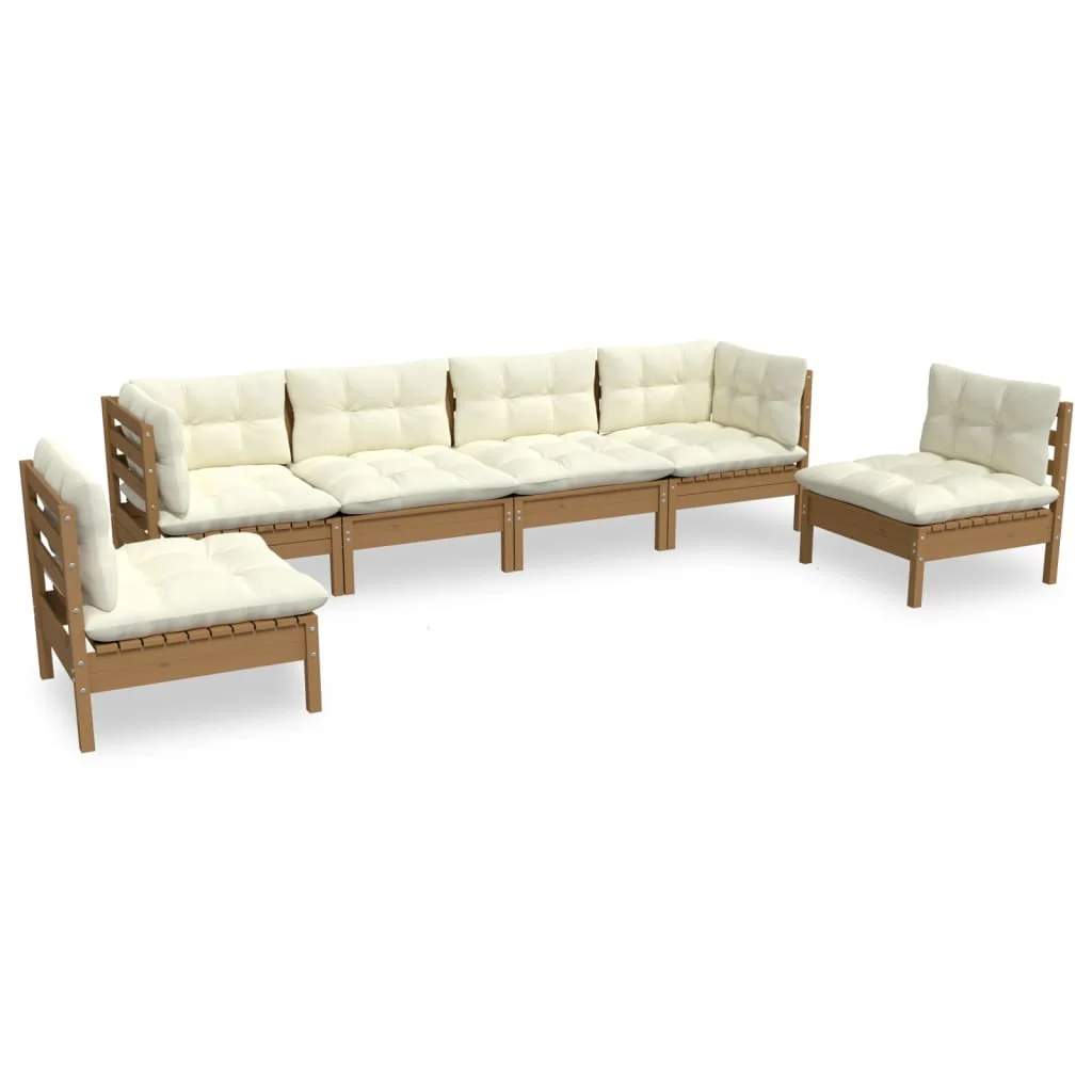 6-tlg. Garten-Lounge-Set mit Kissen Kiefer Massivholz