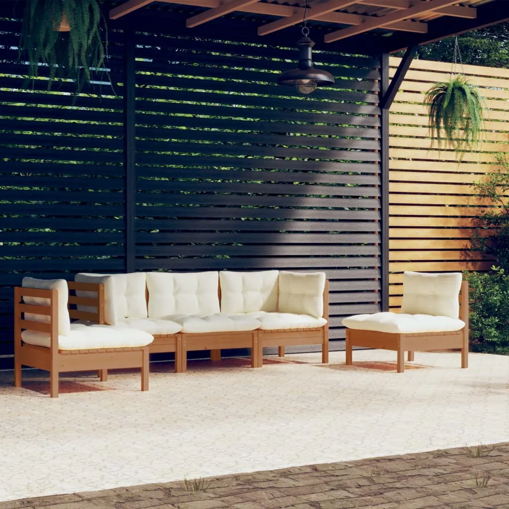 5-tlg. Garten-Lounge-Set mit Kissen Kiefer Massivholz